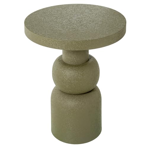 DRW Runder Beistelltisch aus Metall, matt, Grün, Ø 40 x 53 cm von DRW