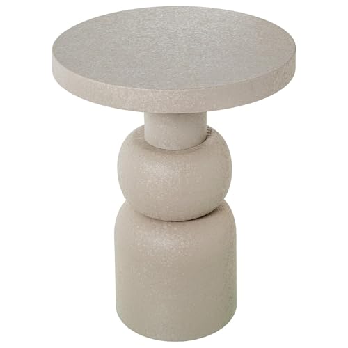 DRW Runder Beistelltisch aus Metall, matt, Weiß, Ø 40 x 53 cm von DRW