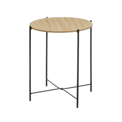 DRW Runder Beistelltisch aus Metall und MDF in Natur und Schwarz DRW Runder Beistelltisch aus Metall und MDF in Natur und Schwarz von DRW