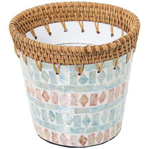 DRW Runder Blumentopf aus Perlmutt und Ratan 14 x 18 cm DRW Runder Blumentopf aus Perlmutt und Ratan 14 x 18 cm von DRW