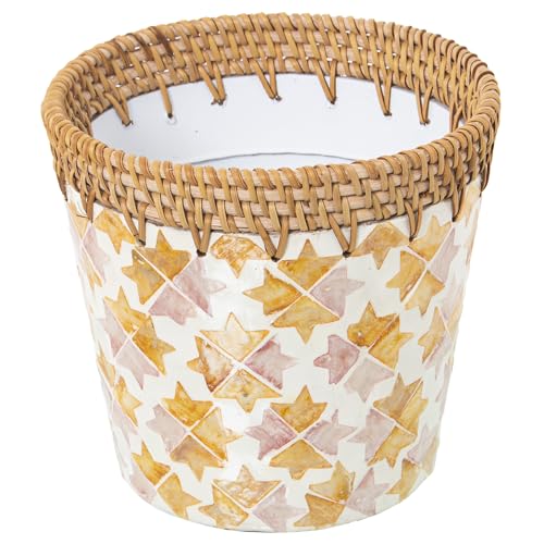 DRW Runder Blumentopf aus Perlmutt und Ratan 14 x 18 cm DRW Runder Blumentopf aus Perlmutt und Ratan 14 x 18 cm von DRW
