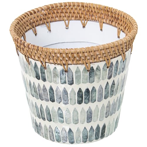 DRW Runder Blumentopf aus Perlmutt und Ratan 14 x 18 cm DRW Runder Blumentopf aus Perlmutt und Ratan 14 x 18 cm von DRW