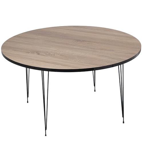 DRW Runder Couchtisch aus Holz und Metall in Eiche und Schwarz, 89 x 45 cm, Dicke 1,8 cm, 89x45cm, grosor 1,8cm DRW Runder Couchtisch aus Holz und Metall in Eiche und Schwarz, 89 x 45 cm, Dicke 1,8 cm, 89x45cm, grosor 1,8cm von DRW