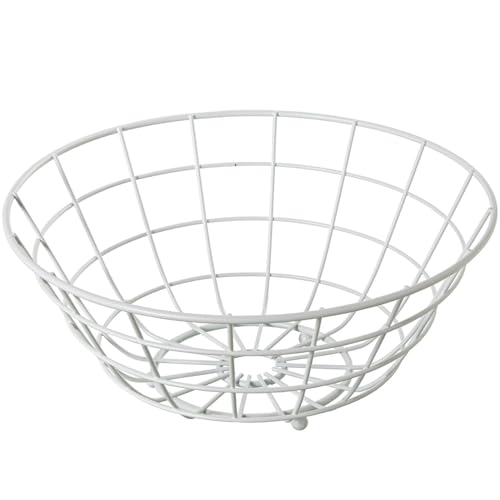 DRW Runder Obstkorb aus Metall in Weiß, 28 x 28 x 12 cm von DRW