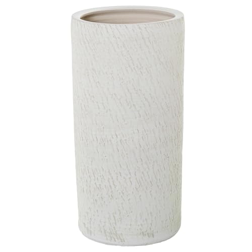 DRW Runder Schirm aus Keramik in mattem Weiß, 24 x 24 x 48 cm, Medidas: 24x24x48 cm von DRW