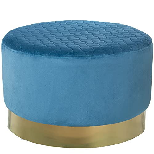 DRW Runder Sitzsack aus Samt und Metallband in Blau und Gold, 55 x 35 cm, Mehrfarbig, estandar von DRW
