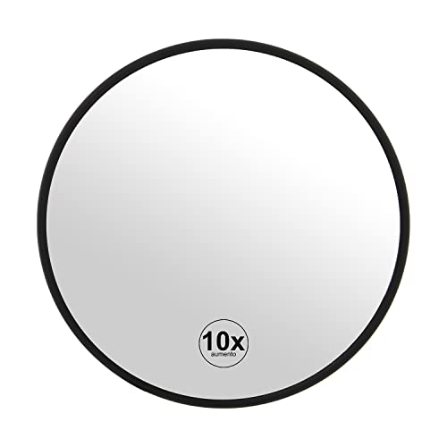 DRW Runder Spiegel mit Saugnäpfen und 10-facher Vergrößerung aus Metall, Schwarz, 15 x 1,5 cm DRW Runder Spiegel mit Saugnäpfen und 10-facher Vergrößerung aus Metall, Schwarz, 15 x 1,5 cm von DRW