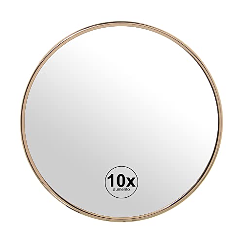 DRW Runder Spiegel mit Saugnäpfen und 10-facher Vergrößerung aus Metall, goldfarben, 15 x 1,5 cm DRW Runder Spiegel mit Saugnäpfen und 10-facher Vergrößerung aus Metall, goldfarben, 15 x 1,5 cm von DRW