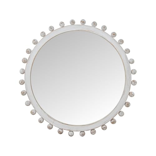 DRW Runder Wandspiegel mit weißem Holzrahmen 79 x 4 x 79 cm von DRW