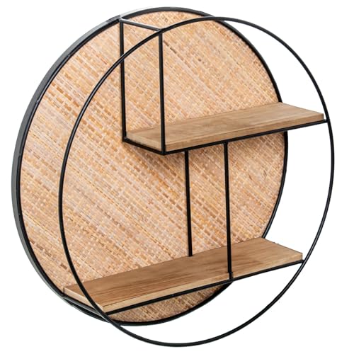 DRW Rundes Wandregal mit 2 Einlegeböden aus Metall, Holz und Weide in Natur und Schwarz, 50 x 13 x 50 cm DRW Rundes Wandregal mit 2 Einlegeböden aus Metall, Holz und Weide in Natur und Schwarz, 50 x 13 x 50 cm von DRW