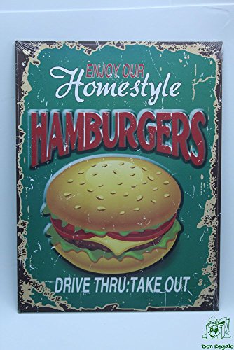 DRW - Schild - Metallbild dekoriert mit einem Hamburger von DRW