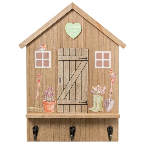 DRW Schlüsselbrett aus Holz in Form eines Hauses in Naturform, 20 x 4 x 30 cm DRW Schlüsselbrett aus Holz in Form eines Hauses in Naturform, 20 x 4 x 30 cm von DRW