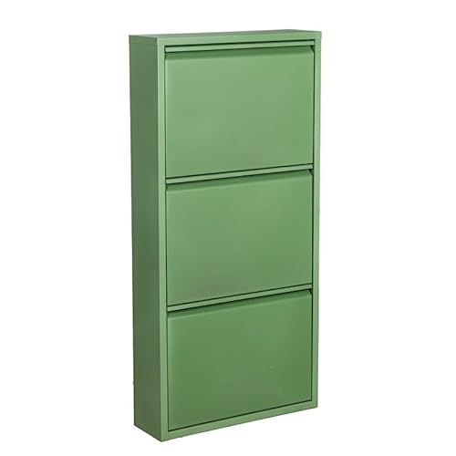 DRW Schuhschrank mit 3 Schubladen aus Metall in blassgrün von DRW