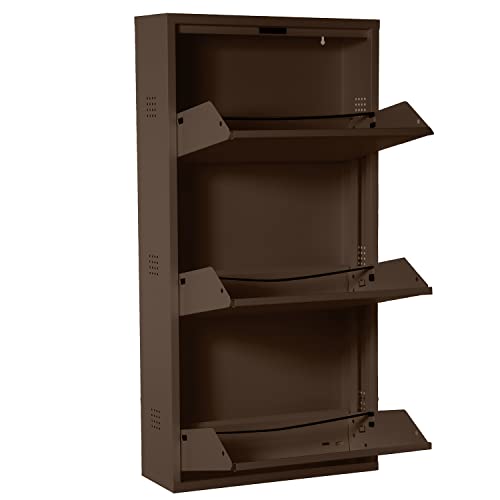 DRW Schuhschrank mit 3 Schubladen und Belüftungsöffnungen aus Metall in Dunkelbraun, 50 x 15 x 103 cm, Mehrfarbig, estandar DRW Schuhschrank mit 3 Schubladen und Belüftungsöffnungen aus Metall in Dunkelbraun, 50 x 15 x 103 cm, Mehrfarbig, estandar von DRW
