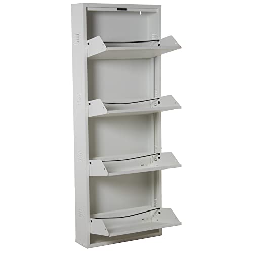 DRW Schuhschrank mit 4 Schubladen und Lüftungsschlitzen aus Metall in Weiß, 50 x 15 x 136 cm, Mehrfarbig, estandar DRW Schuhschrank mit 4 Schubladen und Lüftungsschlitzen aus Metall in Weiß, 50 x 15 x 136 cm, Mehrfarbig, estandar von DRW