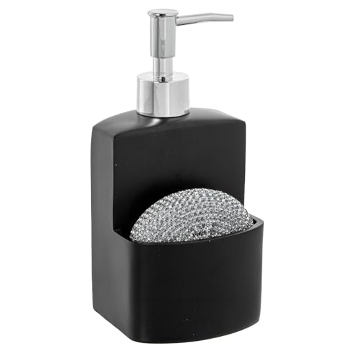 DRW Schwammspender aus Polyresin, Schwarz, 9 x 9 x 18,5 cm von DRW