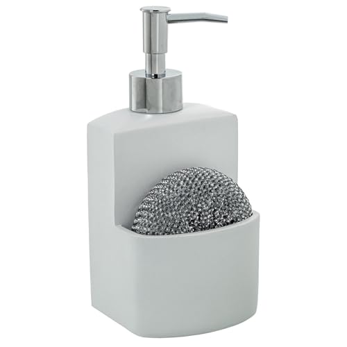 DRW Schwammspender aus Polyresin, weiß, 9 x 9 x 18,5 cm von DRW