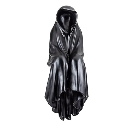 DRW Schwarze Geisterfigur, sitzend, zum Aufhängen an einem Regal aus handbemaltem Kunstharz, 58 cm von DRW