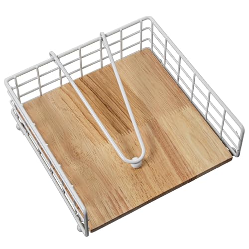 DRW Serviettenhalter aus Metall und Holz in Natur und Weiß, 19 x 19 x 7 cm DRW Serviettenhalter aus Metall und Holz in Natur und Weiß, 19 x 19 x 7 cm von DRW