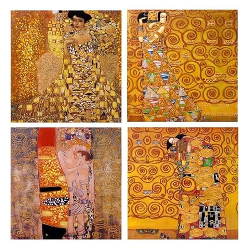DRW Set 4 Bilder Klimt sortiert 50x50x2 cm von DRW