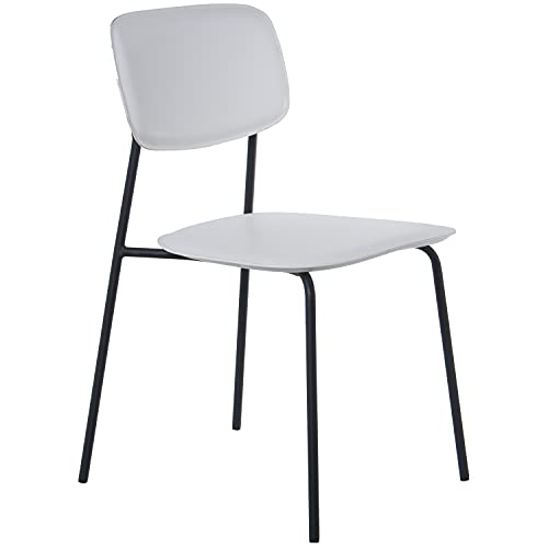 DRW Set aus 4 Stühlen aus PU und Metall 43 x 48 x 78 cm, Höhe der Sitzfläche 44 cm, schwarz und weiß, 43x48x78cm, Alt.Asiento 44cm von DRW