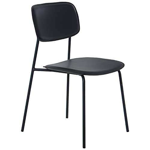 DRW Set aus 4 Stühlen aus PU und Metall in Schwarz 43 x 48 x 78 cm, Höhe der Sitzfläche 44 cm, 43x48x78cm, Alt.Asiento 44cm von DRW