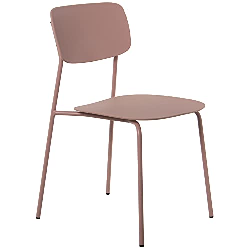 DRW Set aus 4 Stühlen aus Polypropylen und Metall in Rosa 43 x 48 x 78 cm, Höhe der Sitzfläche 44 cm, 43x48x78cm, Alt.Asiento 44cm von DRW