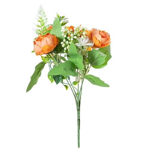 DRW Set mit 12 Blumensträußen aus Polyester in Orange, 1 x 1 x 27 cm von DRW