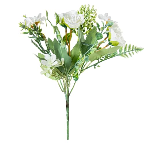DRW Set mit 12 Blumensträußen aus Polyester in Weiß, 1 x 1 x 27 cm von DRW