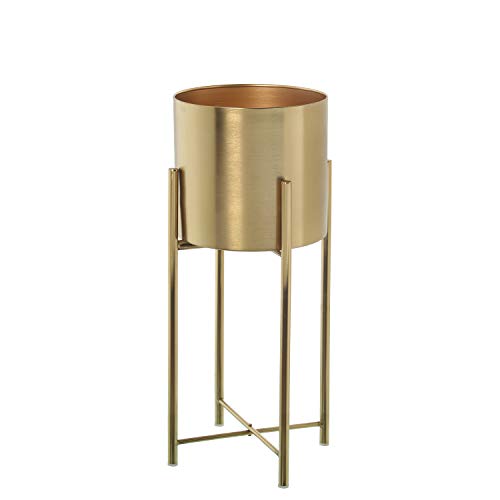 DRW Set mit 2 Blumentöpfen mit Halterung aus Metall in Gold, 27,5 x 60 cm, Blumentopf 24 x 23 cm DRW Set mit 2 Blumentöpfen mit Halterung aus Metall in Gold, 27,5 x 60 cm, Blumentopf 24 x 23 cm von DRW