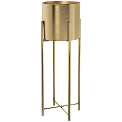 DRW Set mit 2 Blumentöpfen mit Halterung aus Metall in Gold, 27,5 x 75 cm, Blumentopf 24 x 23 cm DRW Set mit 2 Blumentöpfen mit Halterung aus Metall in Gold, 27,5 x 75 cm, Blumentopf 24 x 23 cm von DRW