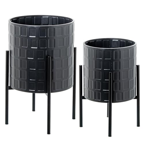 DRW Set mit 2 Blumentöpfen mit Metallfüßen in Schwarz, 36 x 36 x 59 cm DRW Set mit 2 Blumentöpfen mit Metallfüßen in Schwarz, 36 x 36 x 59 cm von DRW