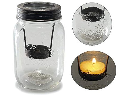 DRW Set mit 2 Dosen aus Glas - Teelichthalter aus transparentem Glas und Metall für Teelichter von DRW
