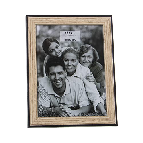 DRW Set mit 2 Fotorahmen, 15 x 20 cm, MDF-Holz und Papier in Schwarz und Natur, 19 x 24 x 1,5 cm DRW Set mit 2 Fotorahmen, 15 x 20 cm, MDF-Holz und Papier in Schwarz und Natur, 19 x 24 x 1,5 cm von DRW