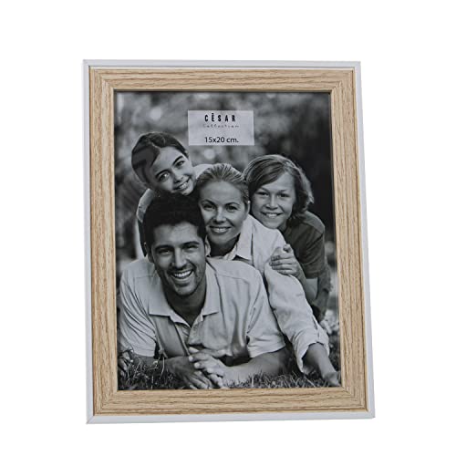 DRW Set mit 2 Fotorahmen, 15 x 20 cm, MDF-Holz und Papier in Weiß und Natur, 19 x 24 x 1,5 cm DRW Set mit 2 Fotorahmen, 15 x 20 cm, MDF-Holz und Papier in Weiß und Natur, 19 x 24 x 1,5 cm von DRW
