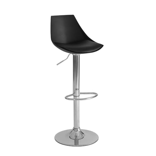 DRW Set mit 2 Hockern aus Kunstleder und Metall in Schwarz und Chrom von DRW