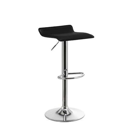 DRW Set mit 2 Hockern aus Kunstleder und Metall in Schwarz und Chrom von DRW