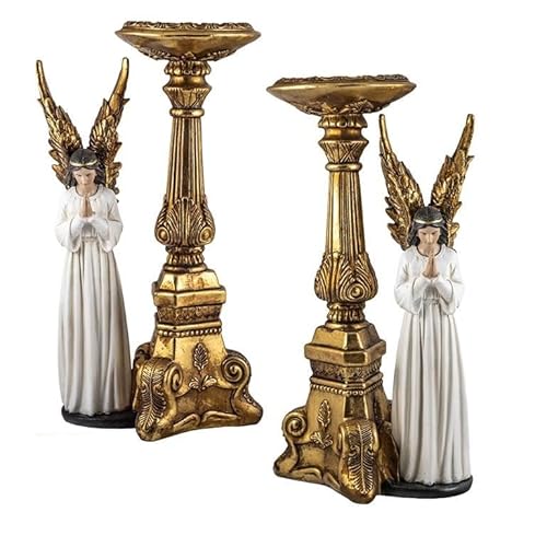 DRW Set mit 2 Kerzenständern, stehend, Kunstharz, handbemalt, 21 x 14 x 41 cm DRW Set mit 2 Kerzenständern, stehend, Kunstharz, handbemalt, 21 x 14 x 41 cm von DRW