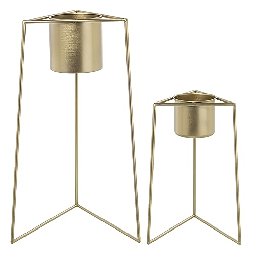 DRW Set mit 2 Pflanzgefäßen mit Metallfüßen in Gold, 25 x 22 x 50 und 34 x 29 x 60 cm DRW Set mit 2 Pflanzgefäßen mit Metallfüßen in Gold, 25 x 22 x 50 und 34 x 29 x 60 cm von DRW