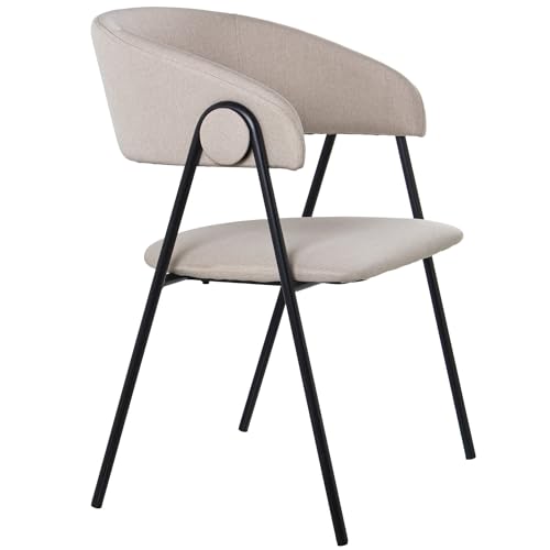 DRW Set mit 2 Stühlen aus Polyester und Metall in Schwarz und Beige, 57 x 55 x 82 cm, bunt, estandar von DRW