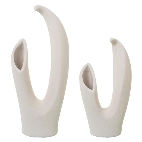 DRW Set mit 2 Tischvasen aus Keramik in Beige, Grau, 14 x 19 x 42 cm DRW Set mit 2 Tischvasen aus Keramik in Beige, Grau, 14 x 19 x 42 cm von DRW