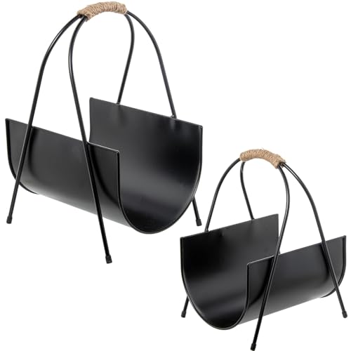 DRW Set mit 2 Zeitschriftenständern aus schwarzem Metall, 31 x 24 x 43 + 25 x 19 x 34 cm DRW Set mit 2 Zeitschriftenständern aus schwarzem Metall, 31 x 24 x 43 + 25 x 19 x 34 cm von DRW