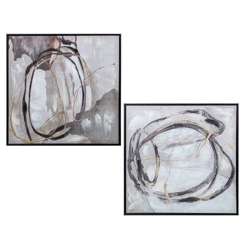 DRW Set mit 2 abstrakten quadratischen Bildern, Rahmen, 60 x 3,5 x 60 cm, Kunststoff, Schwarz/Grau, 60x3,5x60 cm DRW Set mit 2 abstrakten quadratischen Bildern, Rahmen, 60 x 3,5 x 60 cm, Kunststoff, Schwarz/Grau, 60x3,5x60 cm von DRW