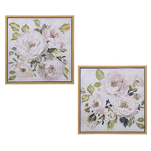 DRW Set mit 2 quadratischen Leinwand-und Holzbildern mit Blumen, 60 x 3 x 60 cm, Mehrfarbig, estandar DRW Set mit 2 quadratischen Leinwand-und Holzbildern mit Blumen, 60 x 3 x 60 cm, Mehrfarbig, estandar von DRW