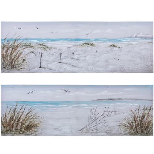 DRW Set mit 2 rechteckigen Leinwandbildern Strand 3 x 120 x 40 cm von DRW