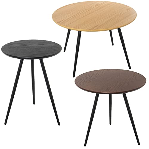 DRW Set mit 3 Beistelltischen aus Holz in Natur, Braun und Schwarz Ø 60 x 38 + Ø 48 x 45 + Ø 40 x 53 cm, bunt, estandar DRW Set mit 3 Beistelltischen aus Holz in Natur, Braun und Schwarz Ø 60 x 38 + Ø 48 x 45 + Ø 40 x 53 cm, bunt, estandar von DRW