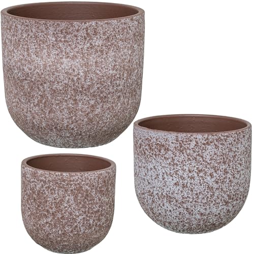 DRW Set mit 3 Blumentöpfen aus Keramik in Braun, 20 x 20 x 18 cm DRW Set mit 3 Blumentöpfen aus Keramik in Braun, 20 x 20 x 18 cm von DRW