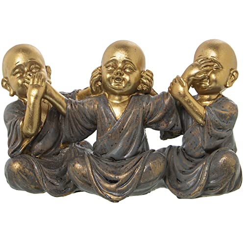 DRW Set mit 3 Buddha der Weisheit in einem Stück, goldfarben, 16 x 7 x 10 cm von DRW