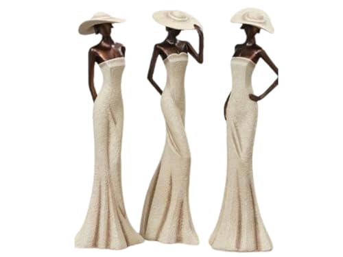 DRW Set mit 3 Figuren für Damen, elegant, Pamela Beige und Kupfer, 15 x 12 x 50 cm von DRW