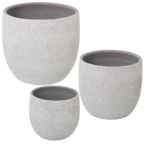 DRW Set mit 3 Pflanzgefäßen aus Keramik in weiß Sand 30 x 30 x 29 cm DRW Set mit 3 Pflanzgefäßen aus Keramik in weiß Sand 30 x 30 x 29 cm von DRW